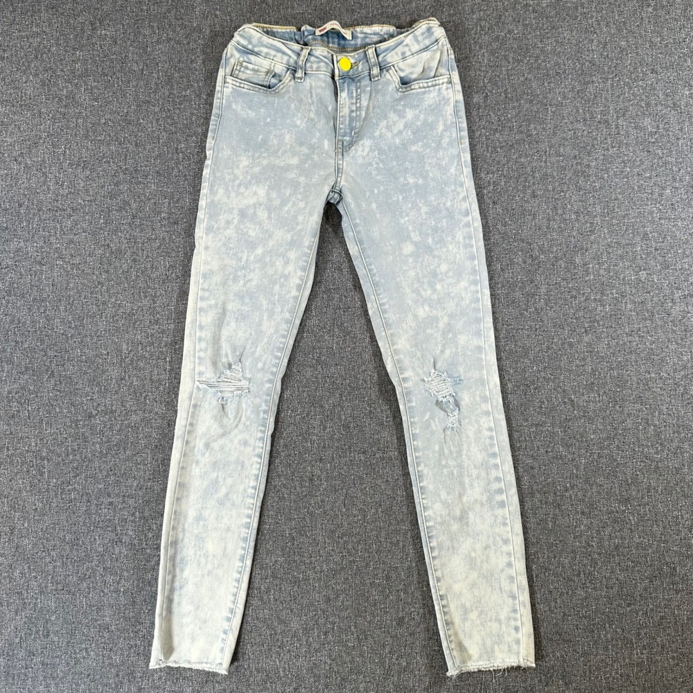 Levis 710 Super Skinny Girls Jeans Size 10 Reg Acid Wash‎ Distressed Blue Denim